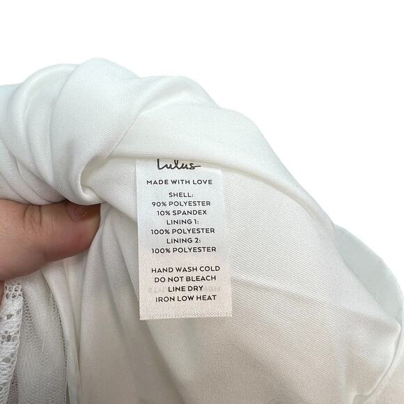 Lulus Charismatic Sweetie White Lace Ruched Tie-Strap Midi Dress Size‎ XL - Picture 13 of 14